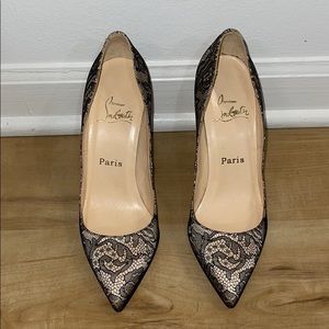 100% Authentic Christian Louboutin Pigalle lace 80mm pumps
